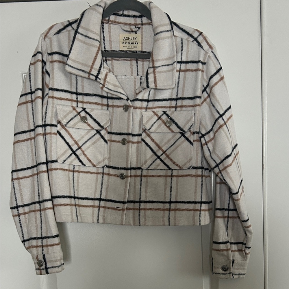 Ashley By 26 International Plaid Blazer - Cream and Black